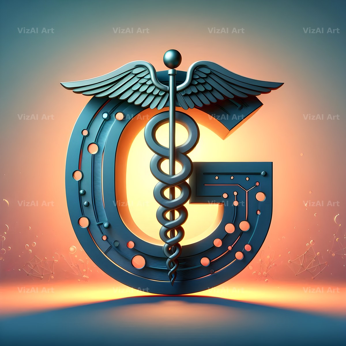 Caduceus Medical Emblem alphabet letter G