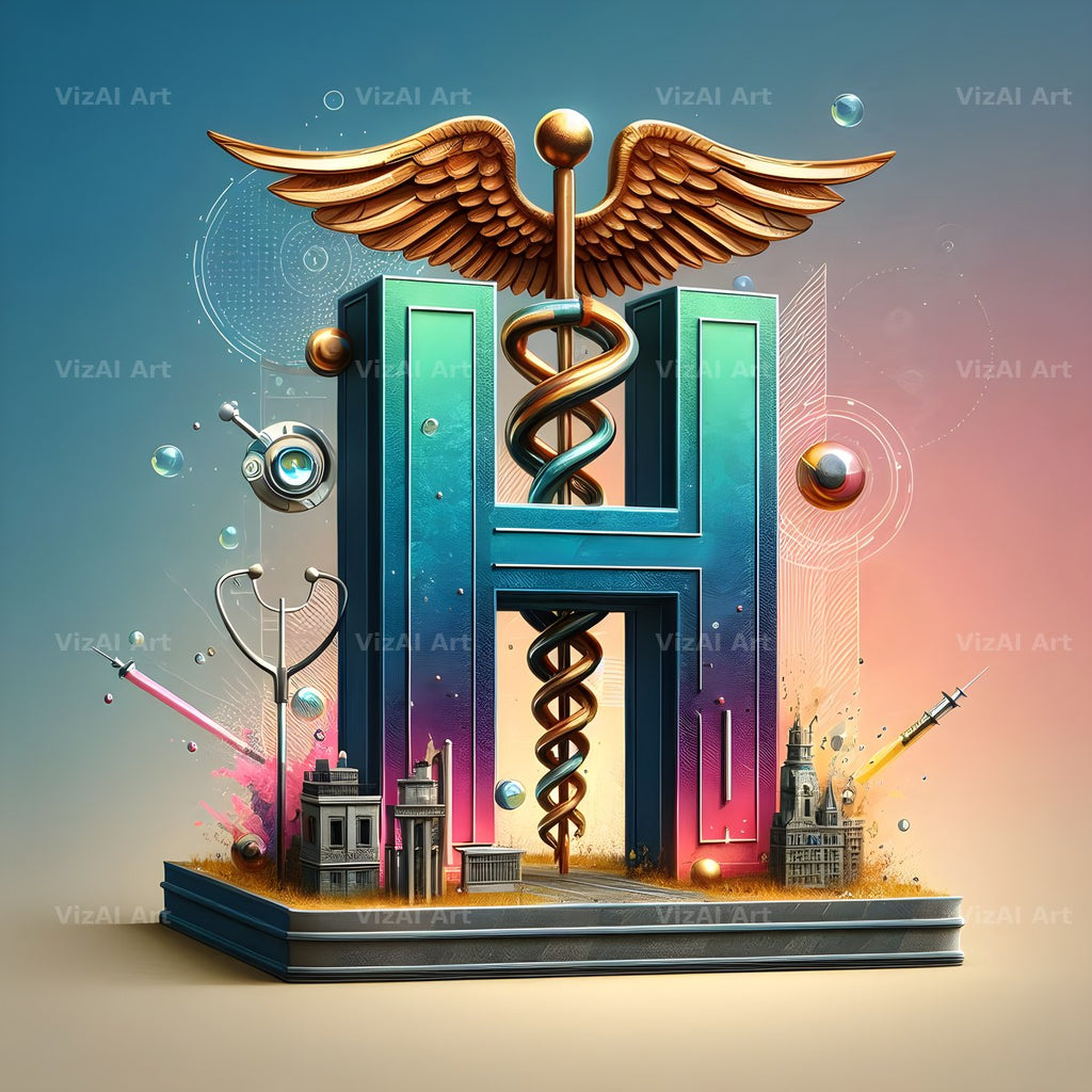 Caduceus Medical Emblem alphabet letter H