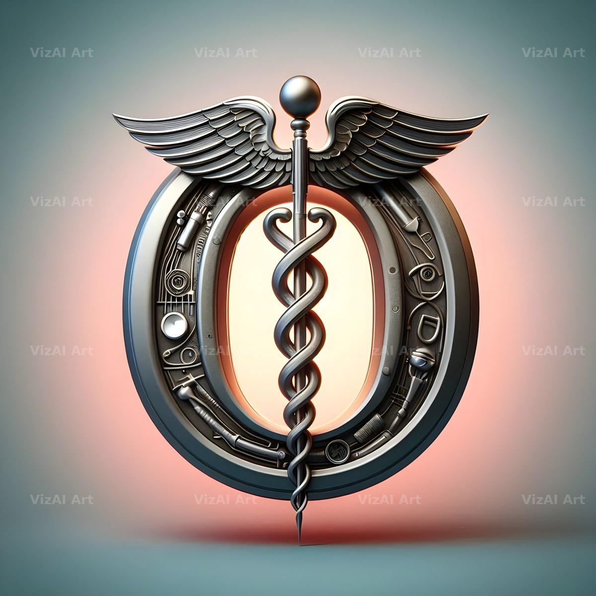 Caduceus Medical Emblem alphabet letter O