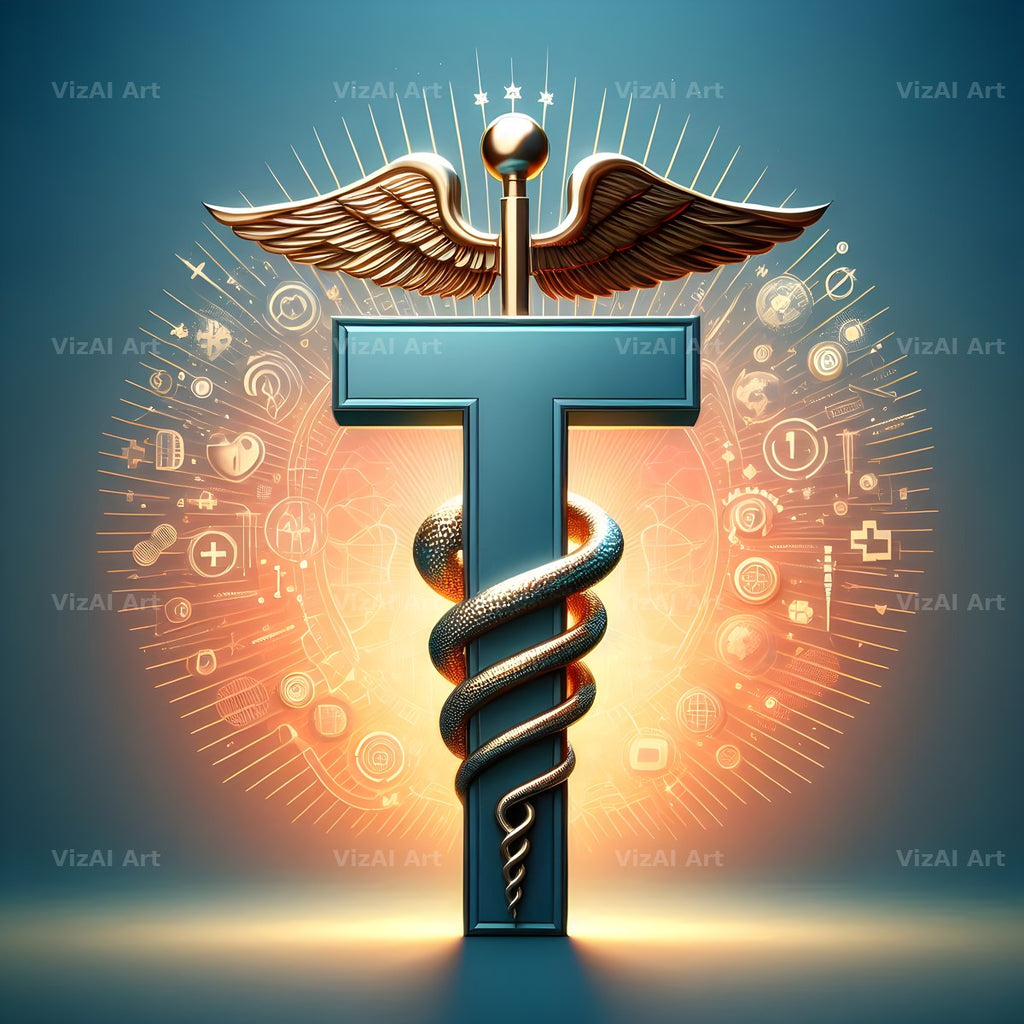 Caduceus Medical Emblem alphabet letter T