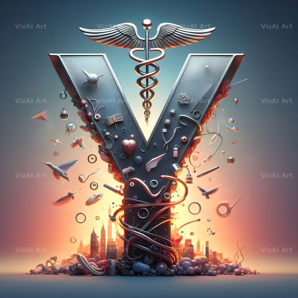 Caduceus Medical Emblem alphabet letter Y