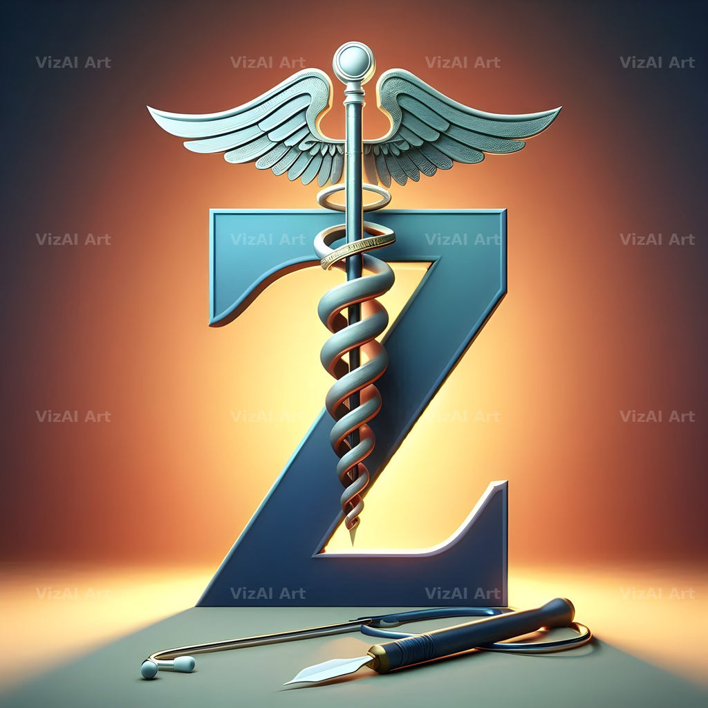 Caduceus Medical Emblem alphabet letter Z