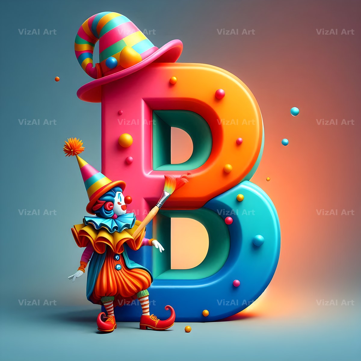 Circus Clown Carnival alphabet letter B