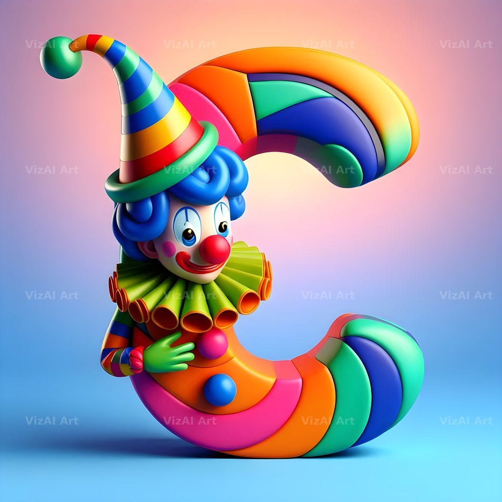 Circus Clown Carnival alphabet letter C