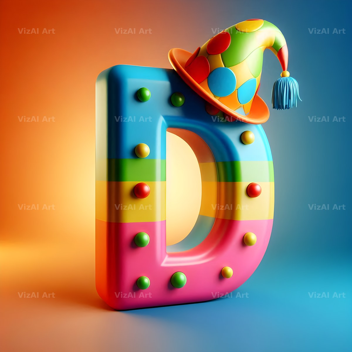 Circus Clown Carnival alphabet letter D