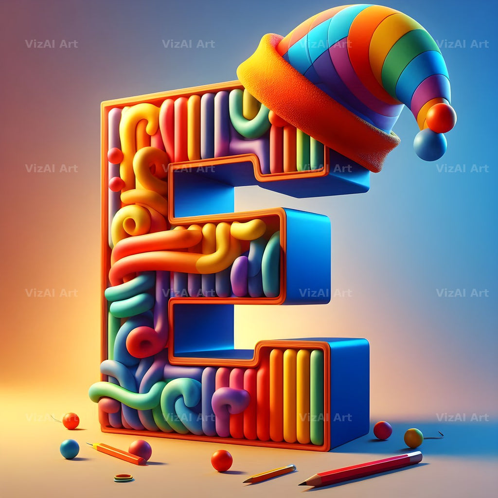Circus Clown Carnival alphabet letter E