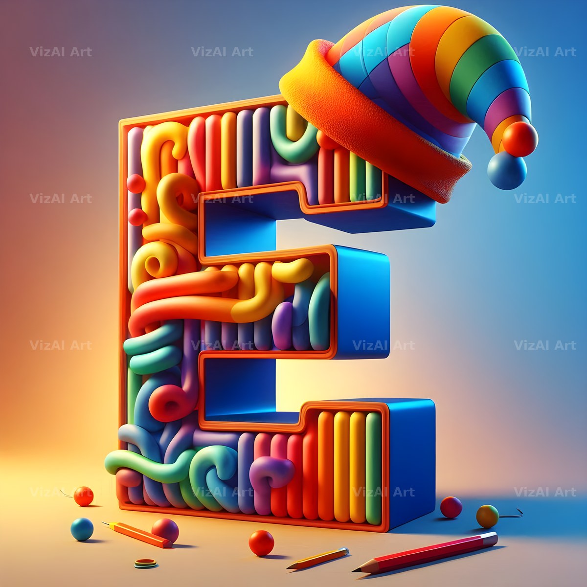 Circus Clown Carnival alphabet letter E