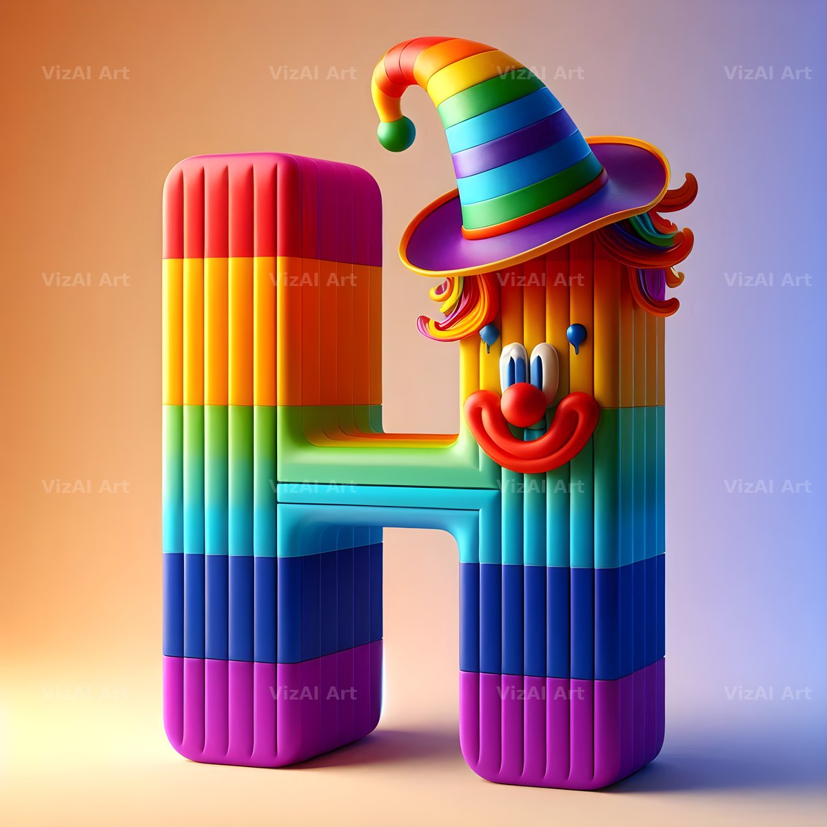 Circus Clown Carnival alphabet letter H