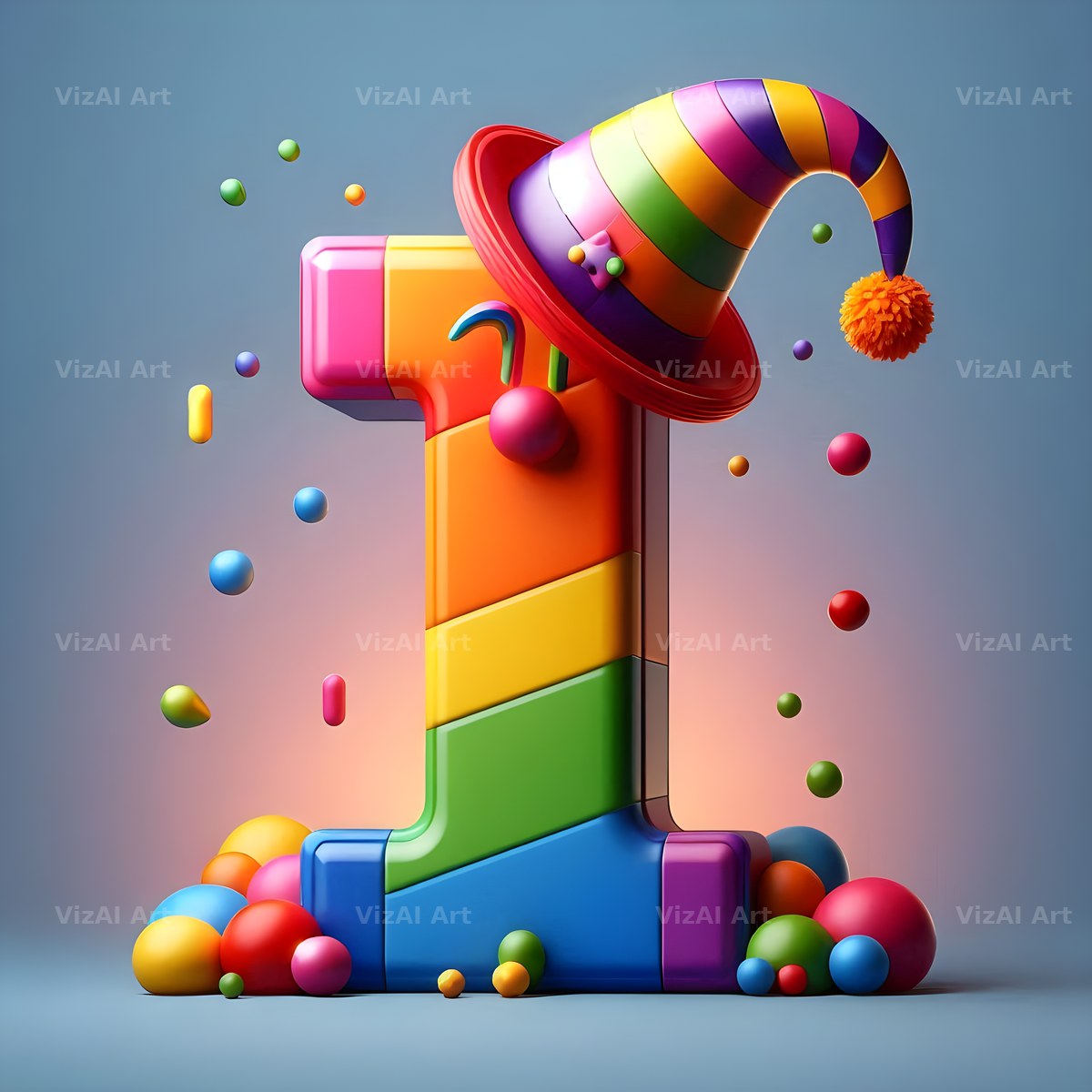 Circus Clown Carnival alphabet letter I
