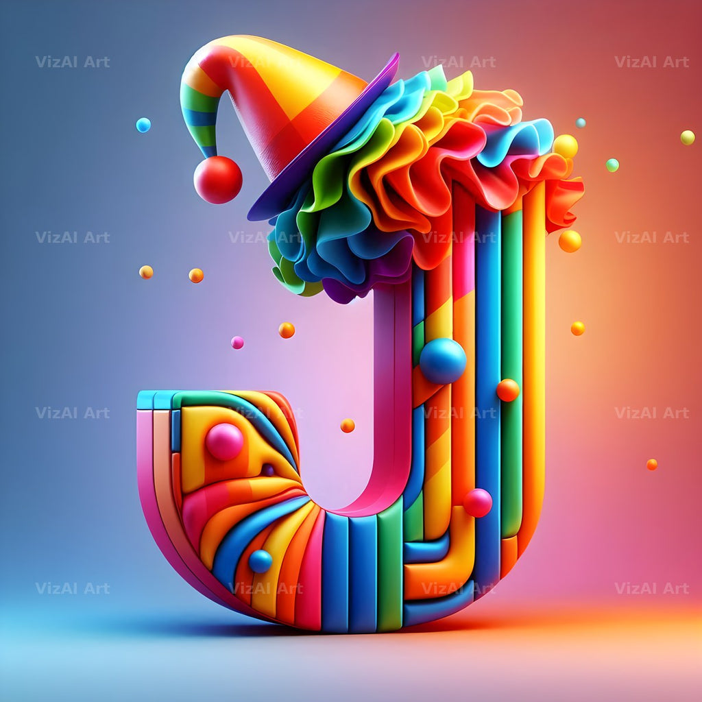 Circus Clown Carnival alphabet letter J