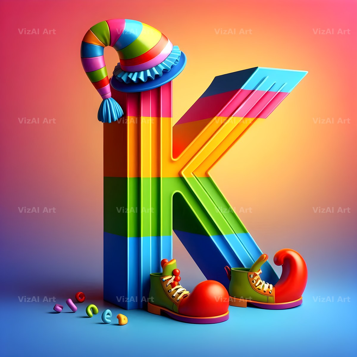 Circus Clown Carnival alphabet letter K