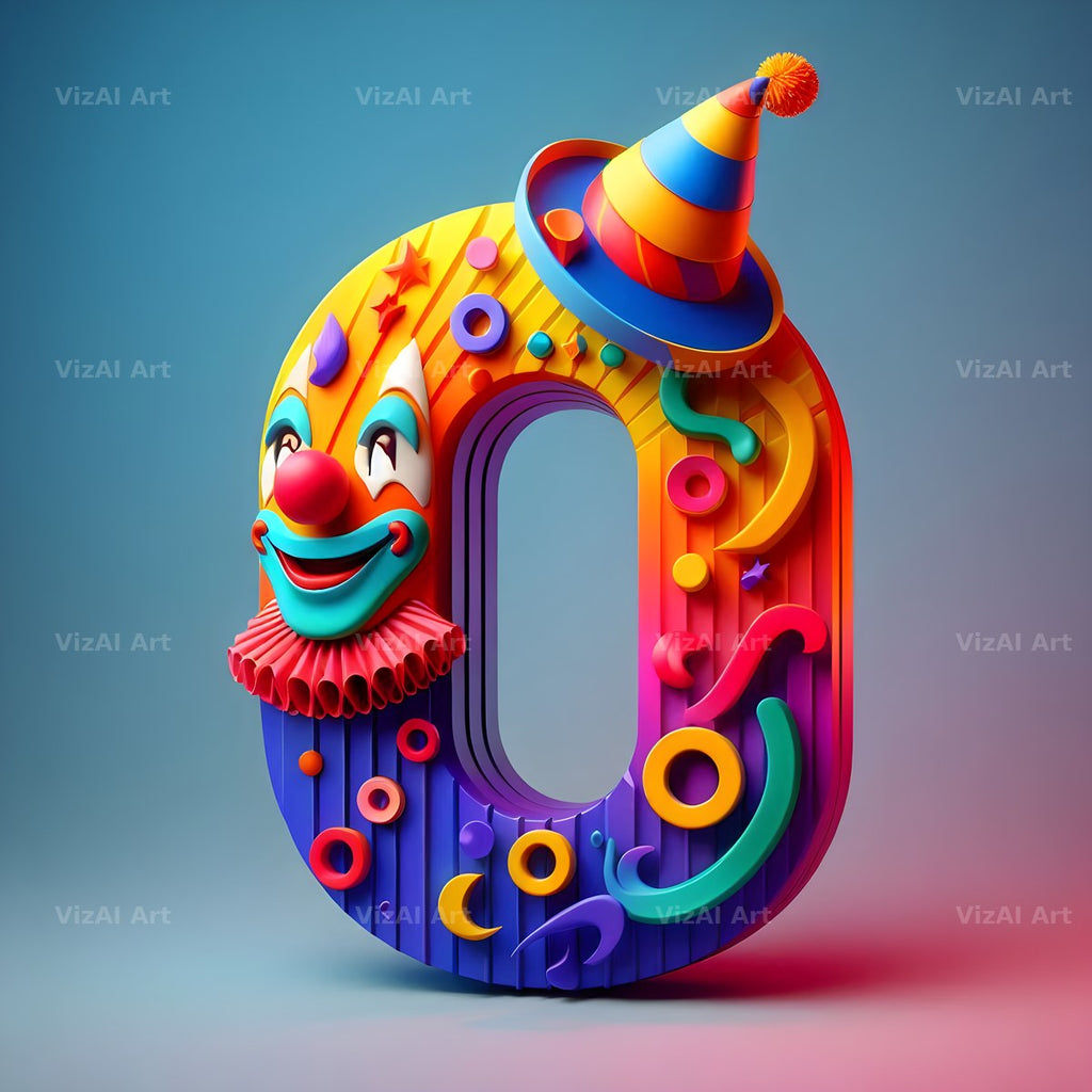 Circus Clown Carnival alphabet letter O