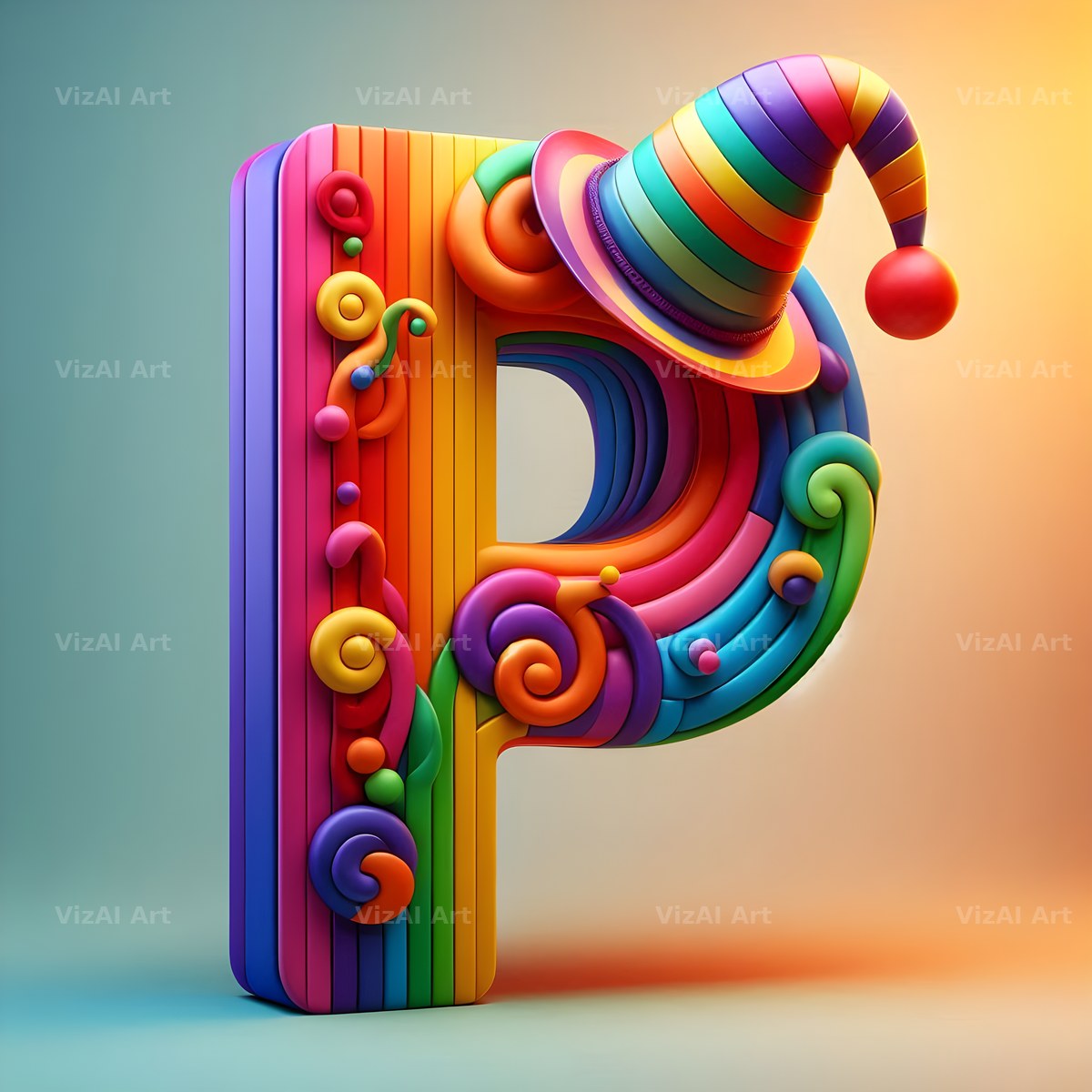 Circus Clown Carnival alphabet letter P