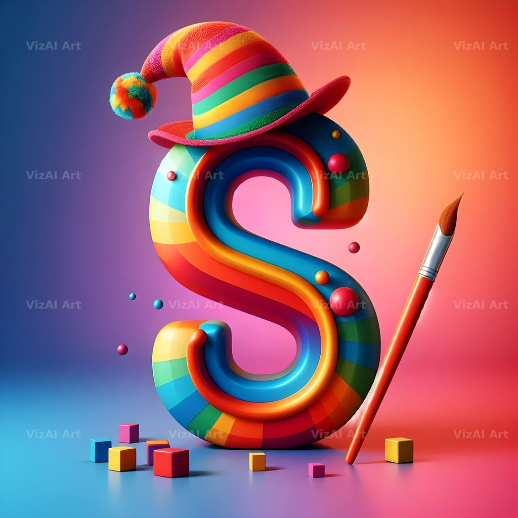Circus Clown Carnival alphabet letter S