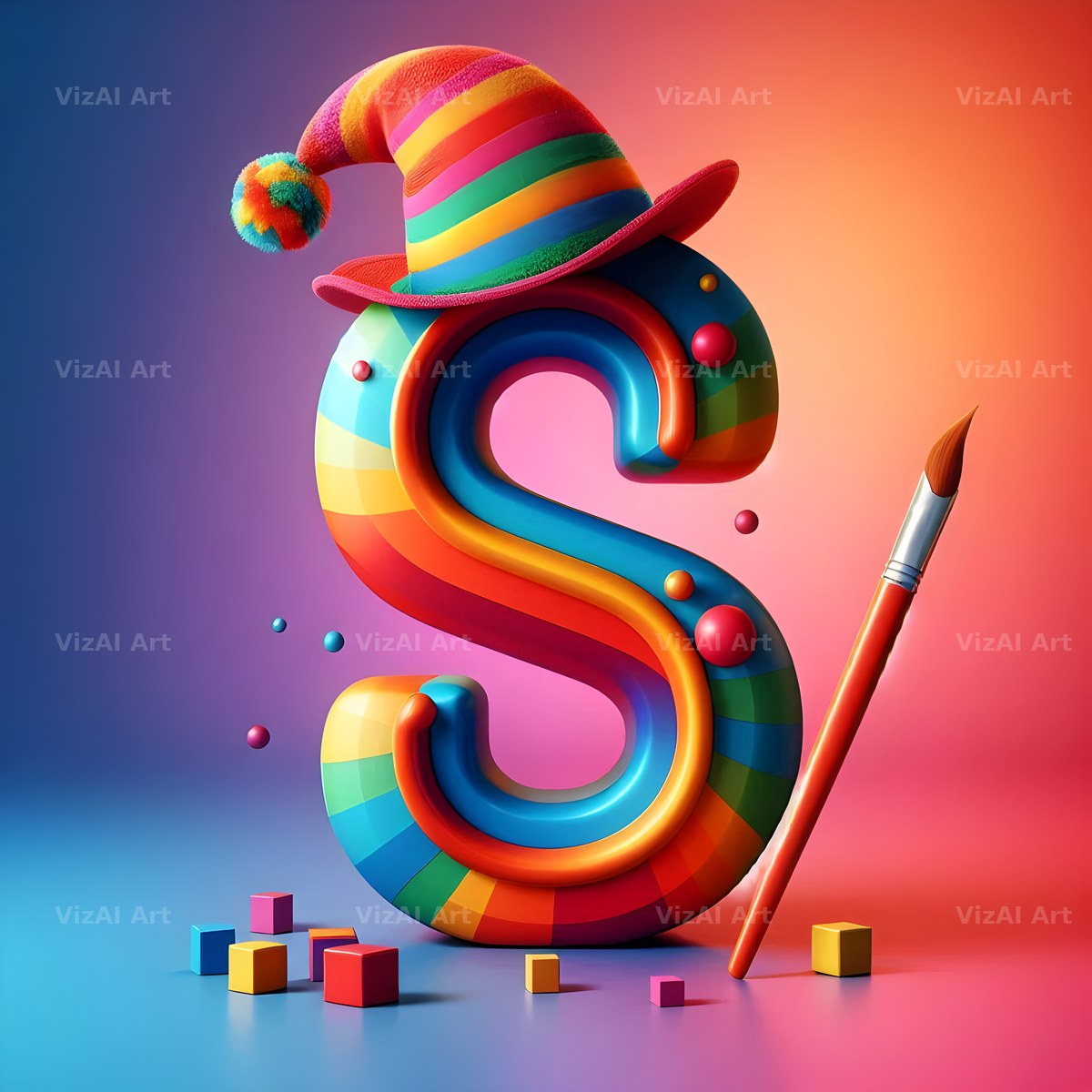Circus Clown Carnival alphabet letter S