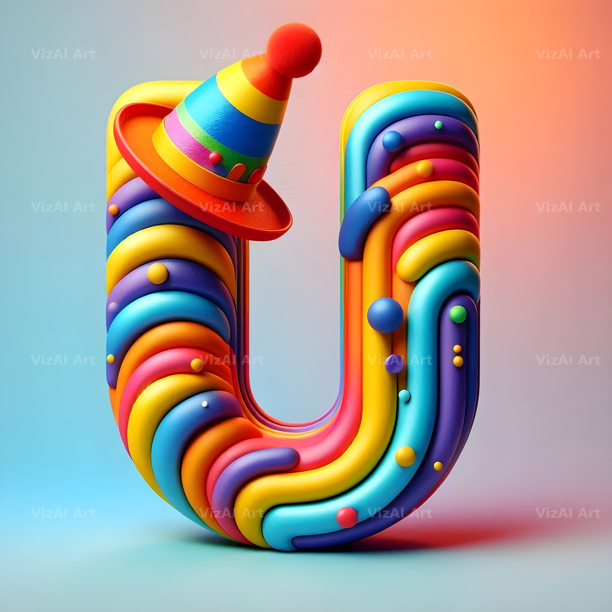 Circus Clown Carnival alphabet letter U