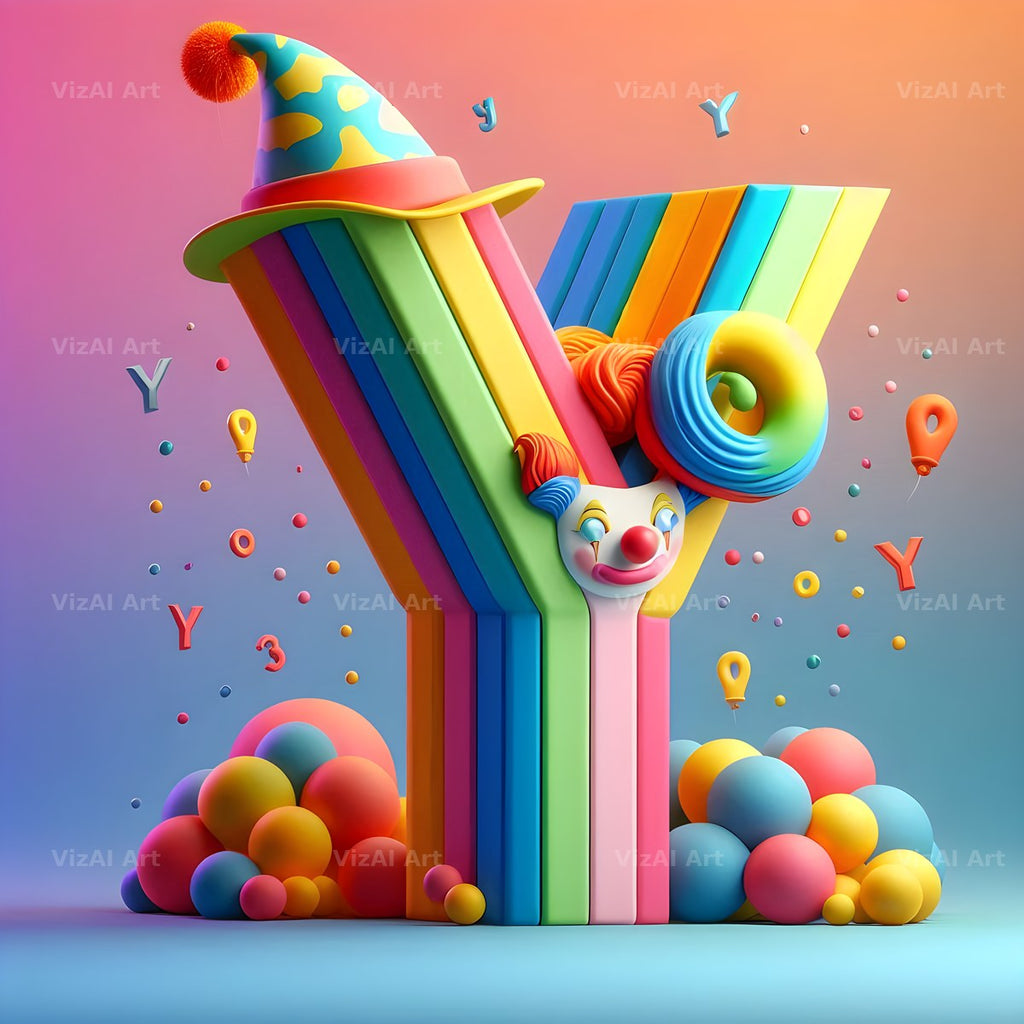 Circus Clown Carnival alphabet letter Y