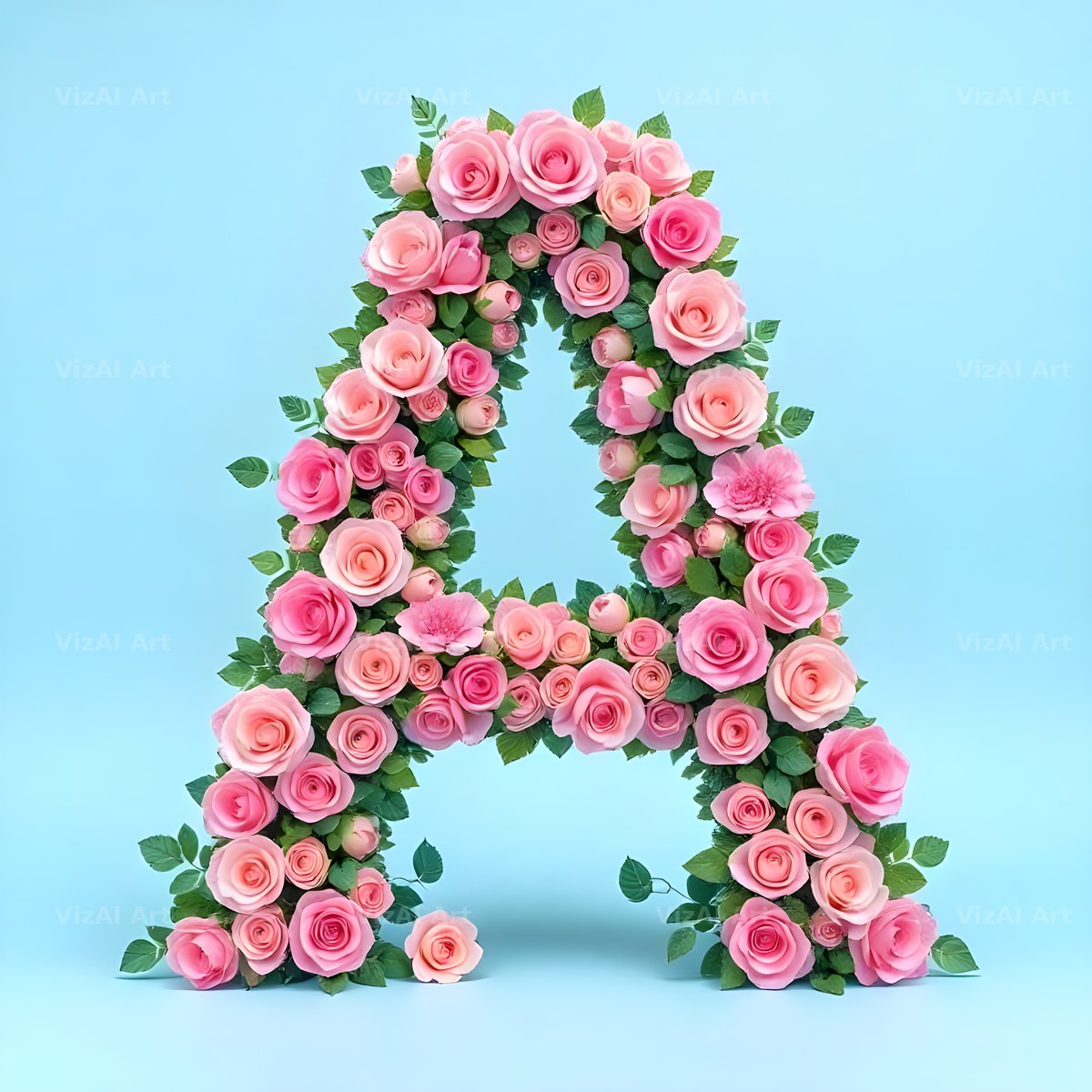Blush Rose Cloud alphabet letter A