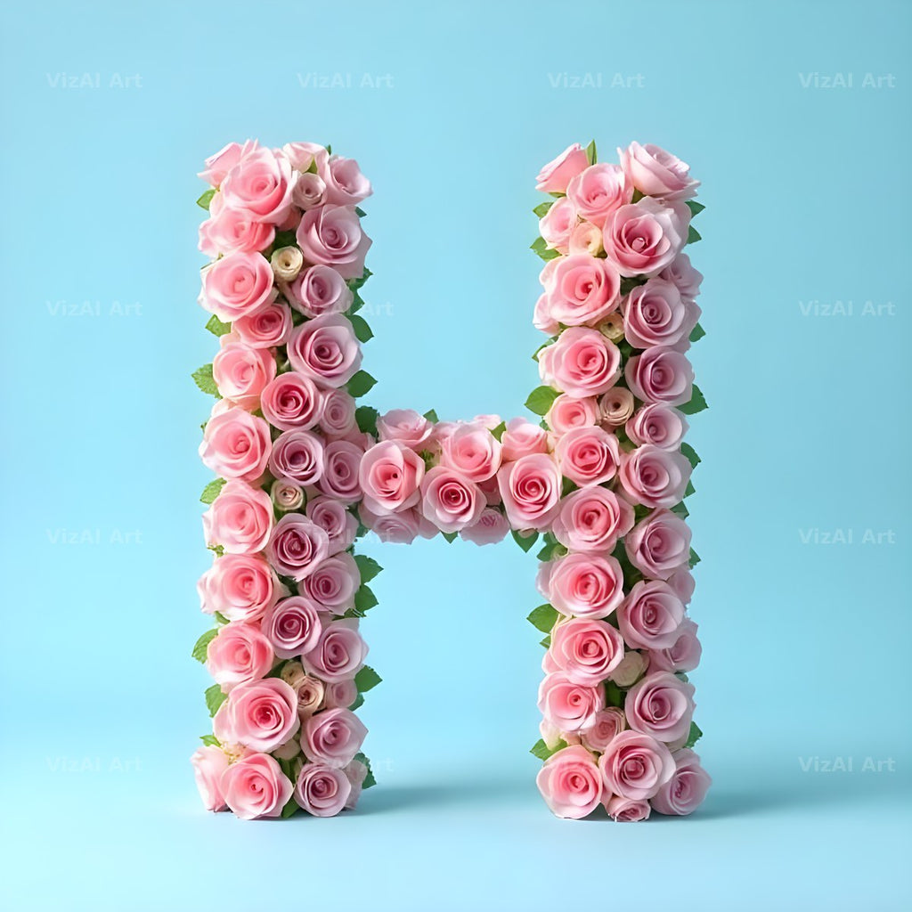 Blush Rose Cloud alphabet letter H
