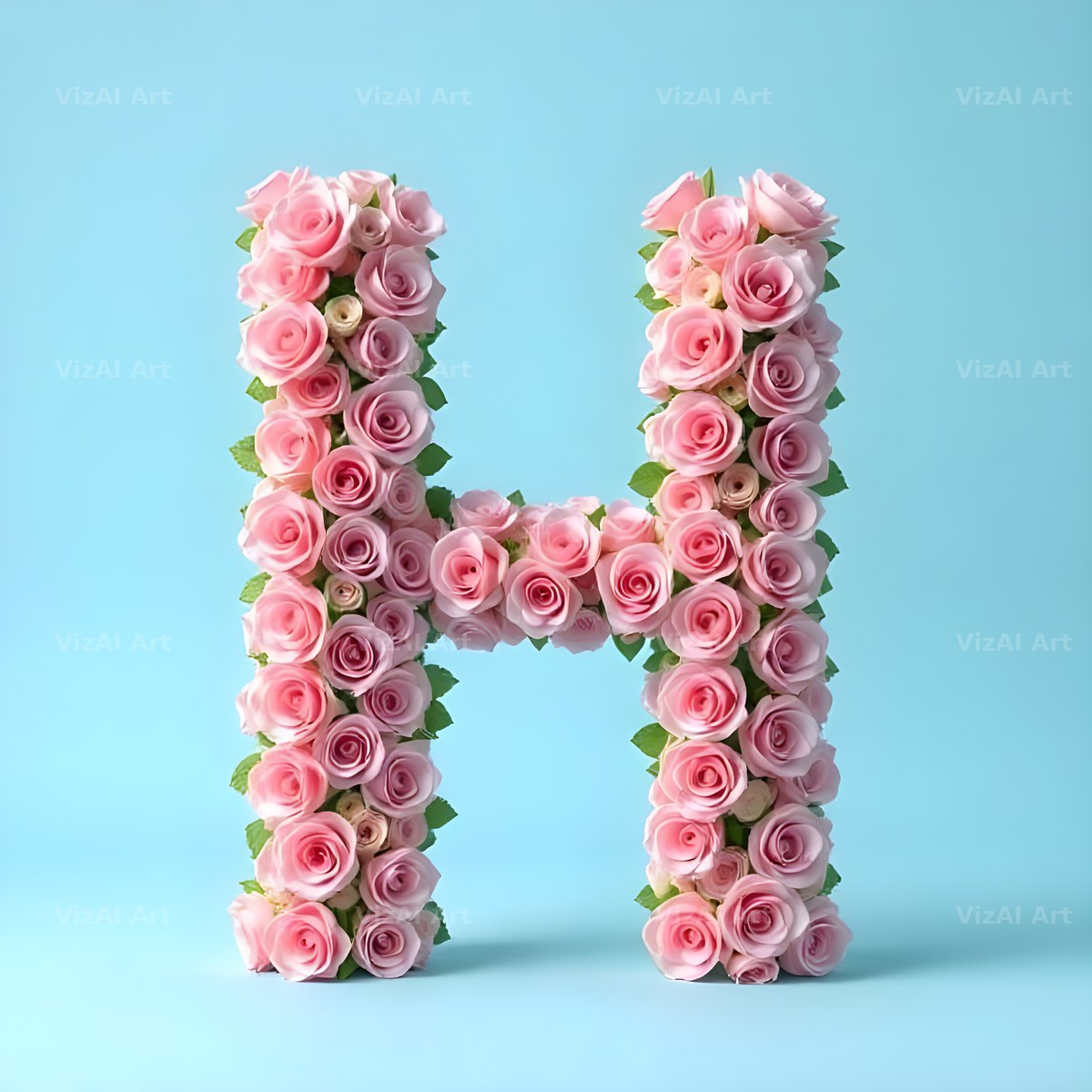 Blush Rose Cloud alphabet letter H