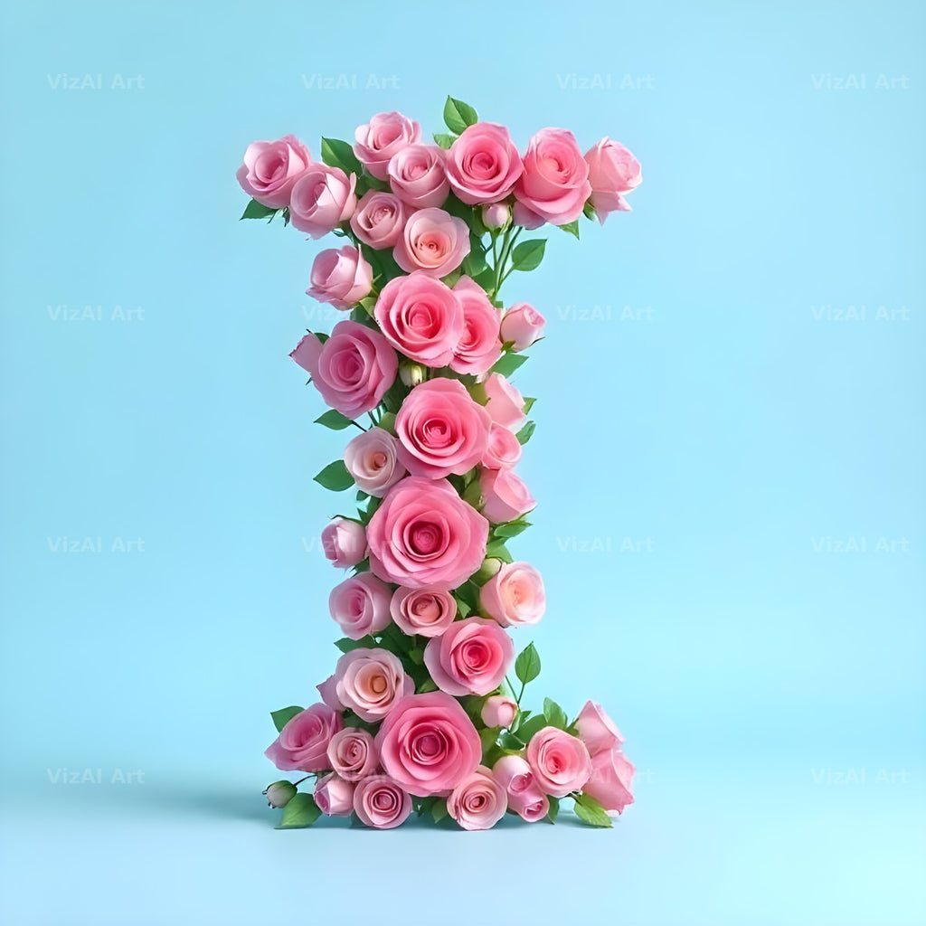 Blush Rose Cloud alphabet letter I