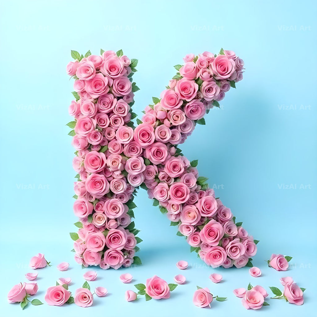 Blush Rose Cloud alphabet letter K