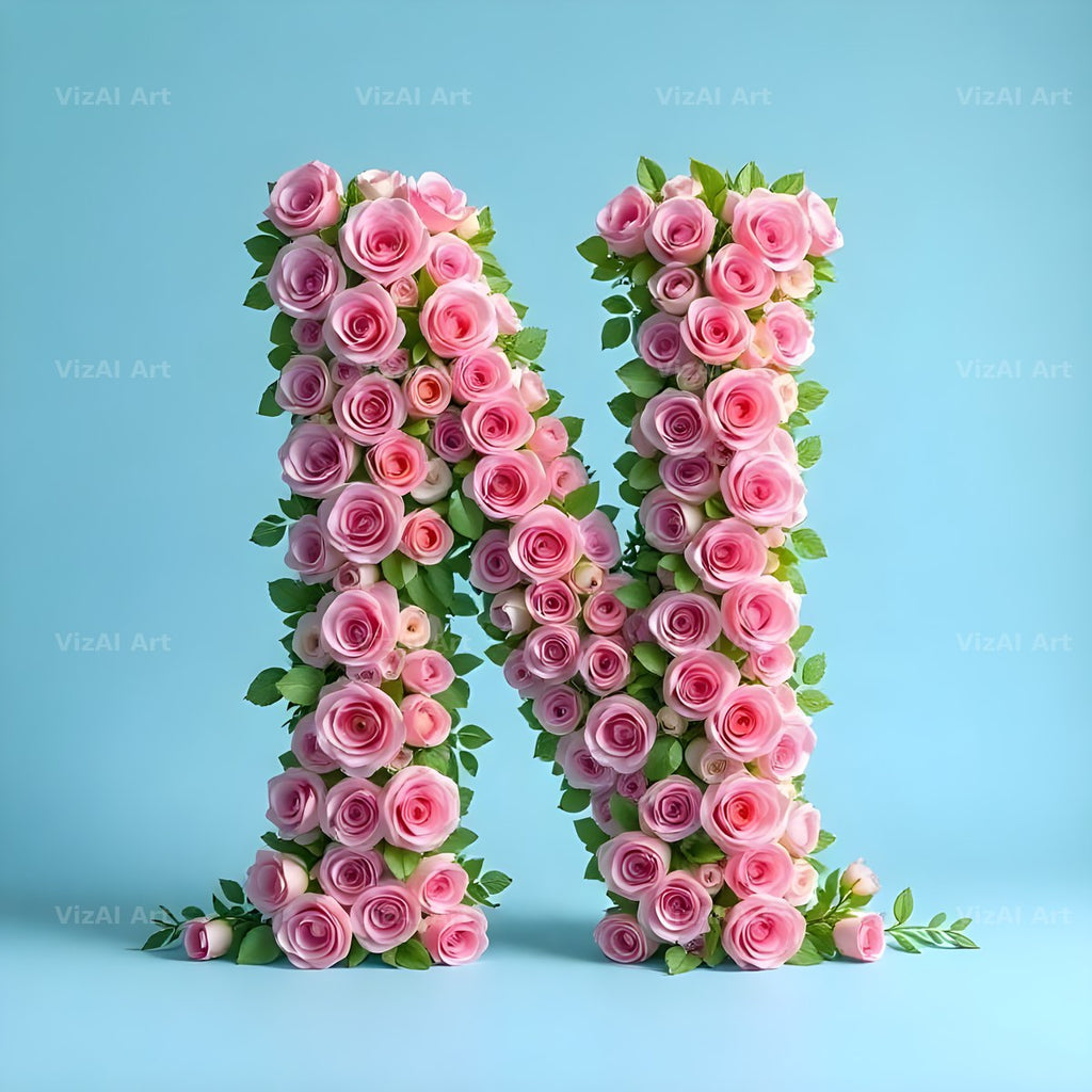 Blush Rose Cloud alphabet letter N