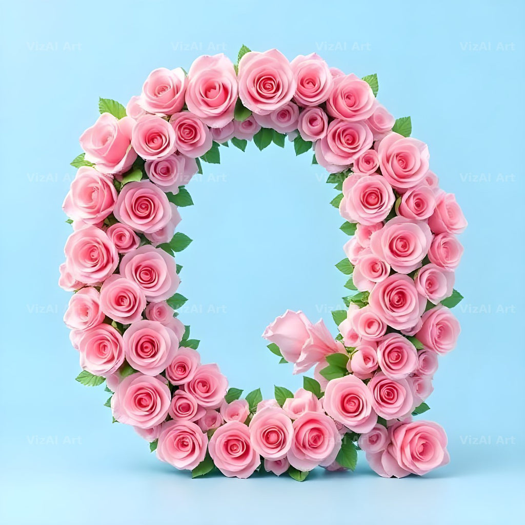 Blush Rose Cloud alphabet letter Q