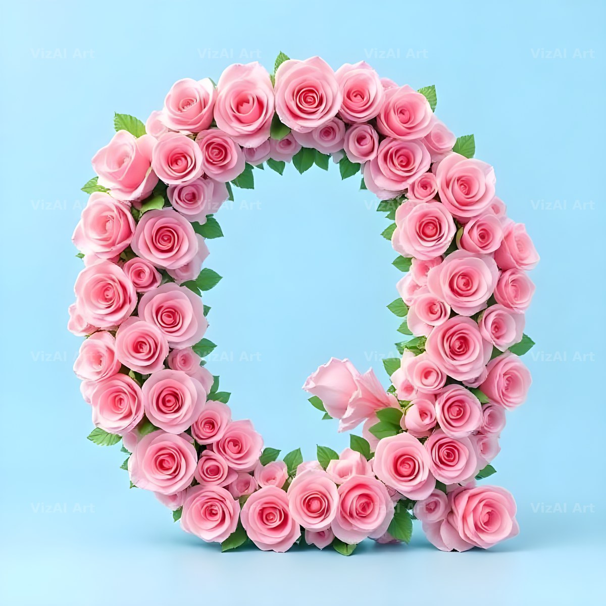 Blush Rose Cloud alphabet letter Q