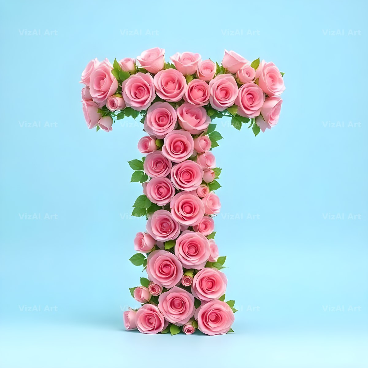 Blush Rose Cloud alphabet letter T