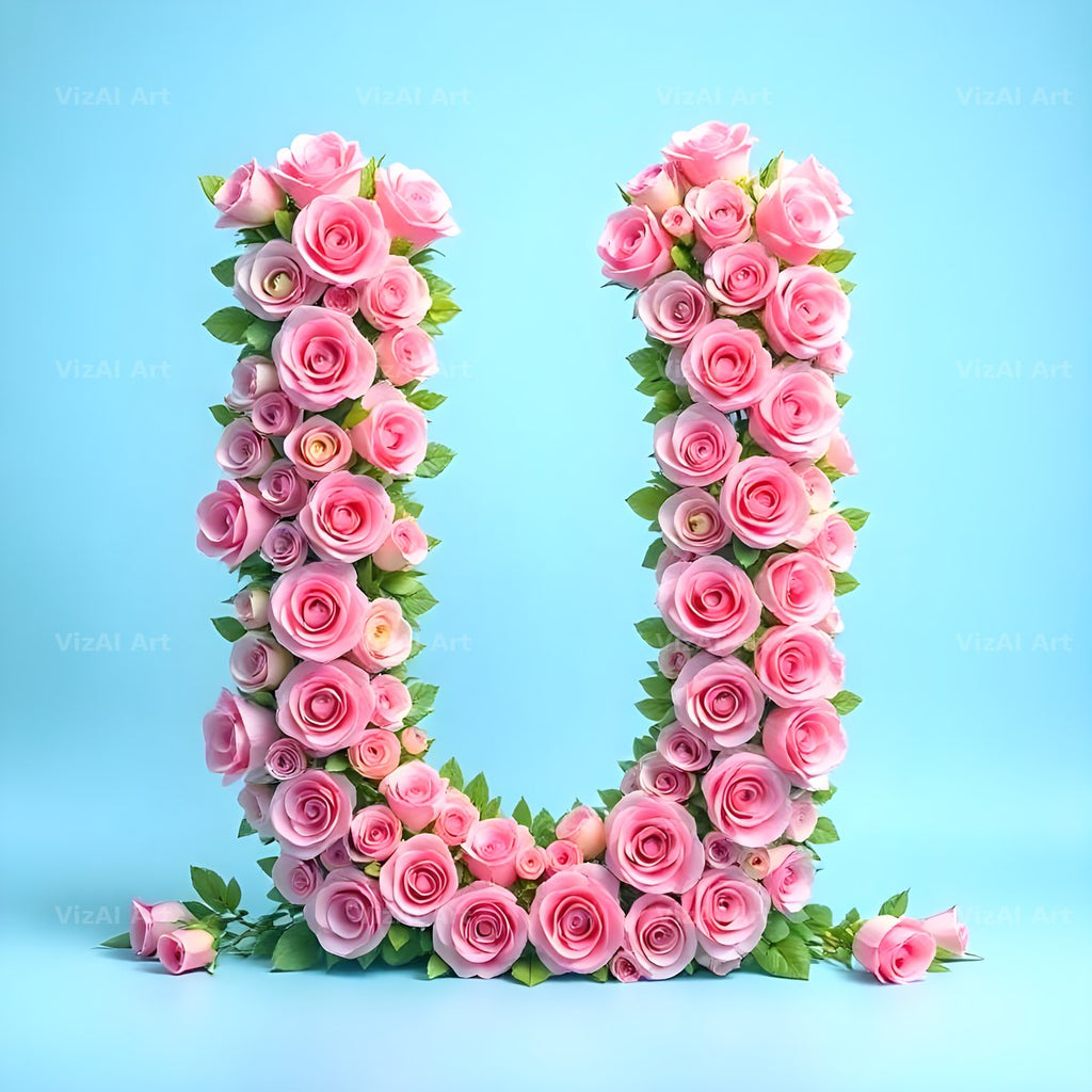 Blush Rose Cloud alphabet letter U