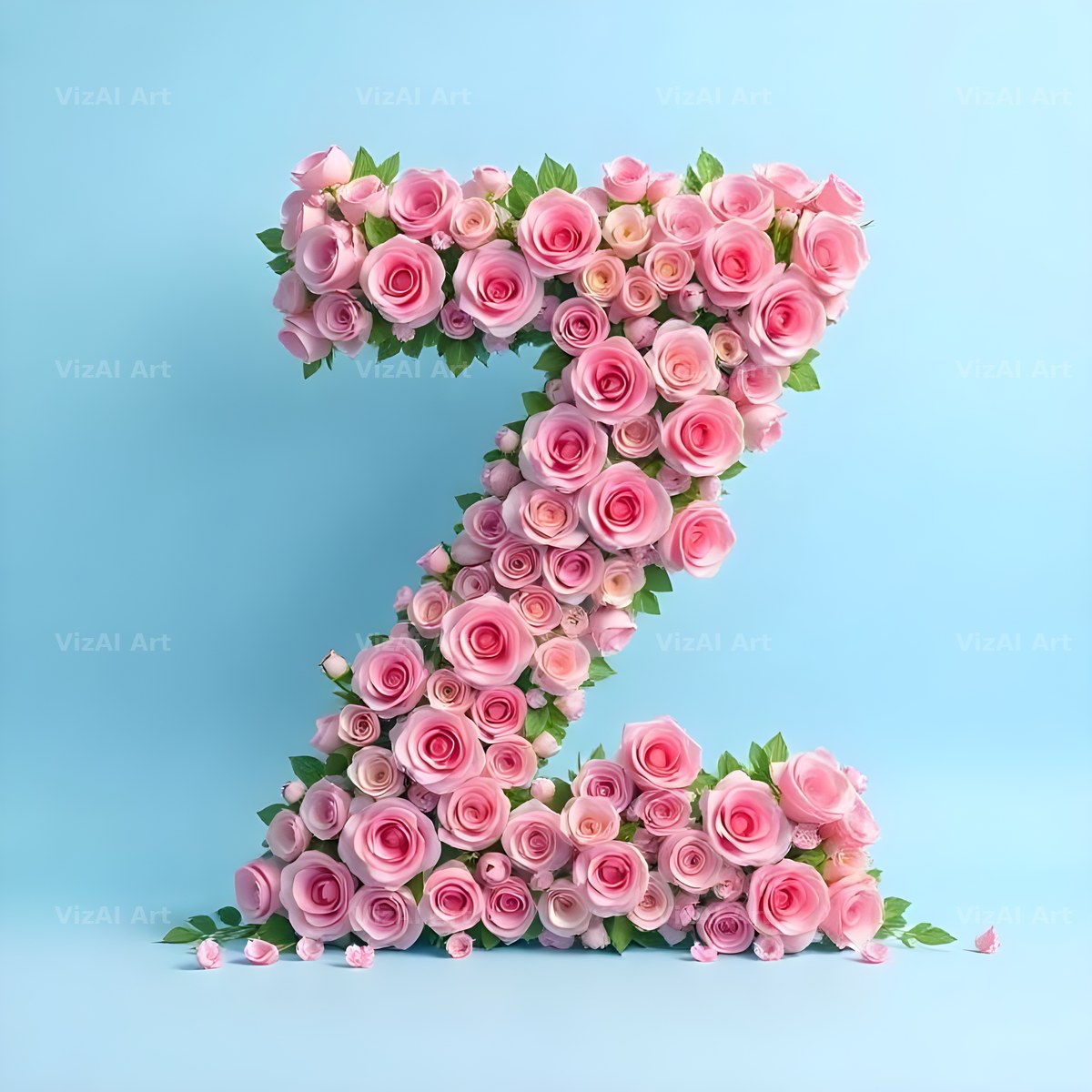 Blush Rose Cloud alphabet letter Z