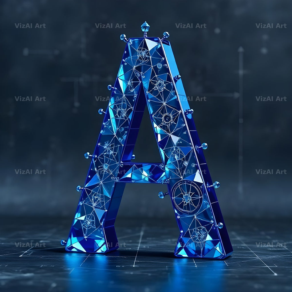 Crystal Fractal Ice alphabet letter A
