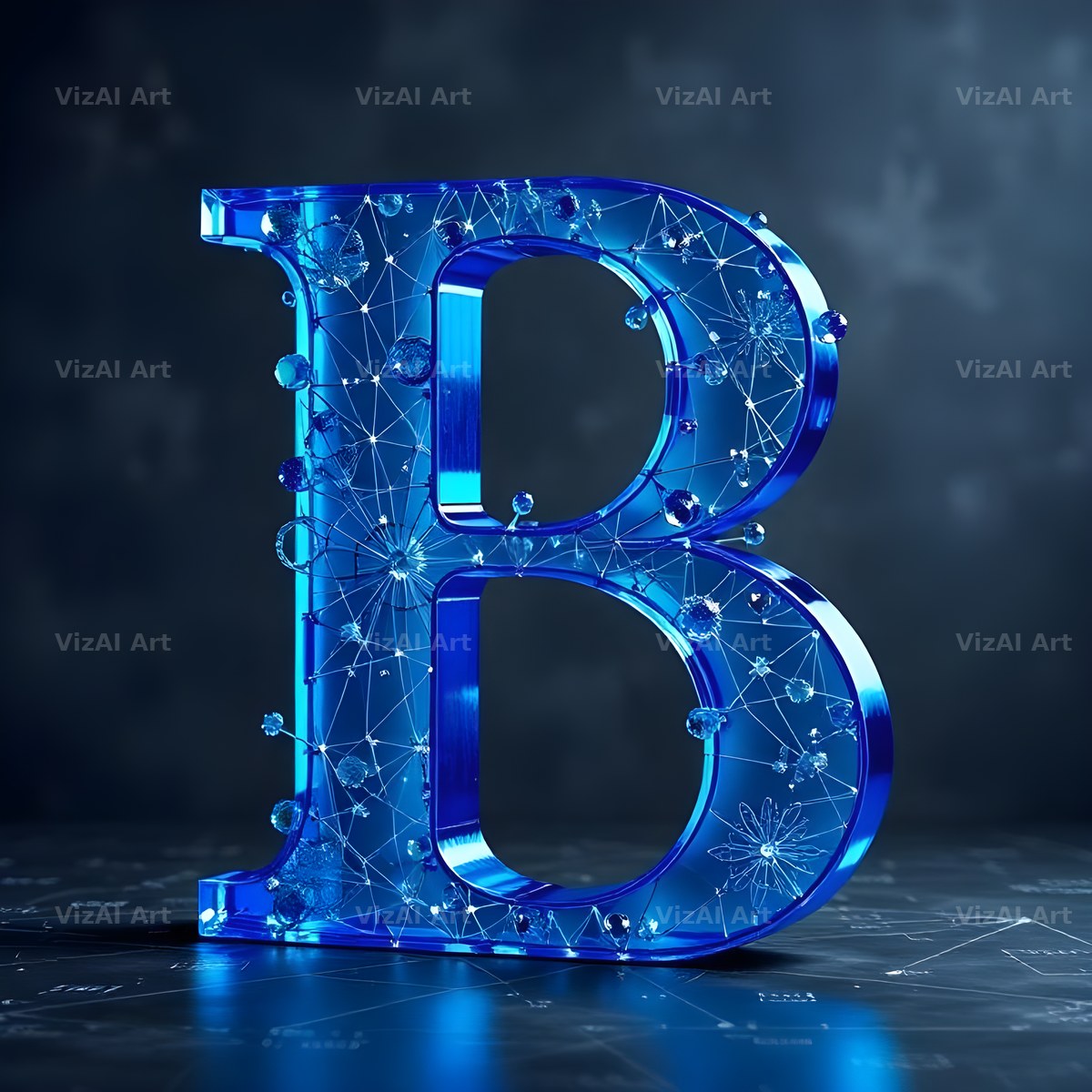 Crystal Fractal Ice alphabet letter B