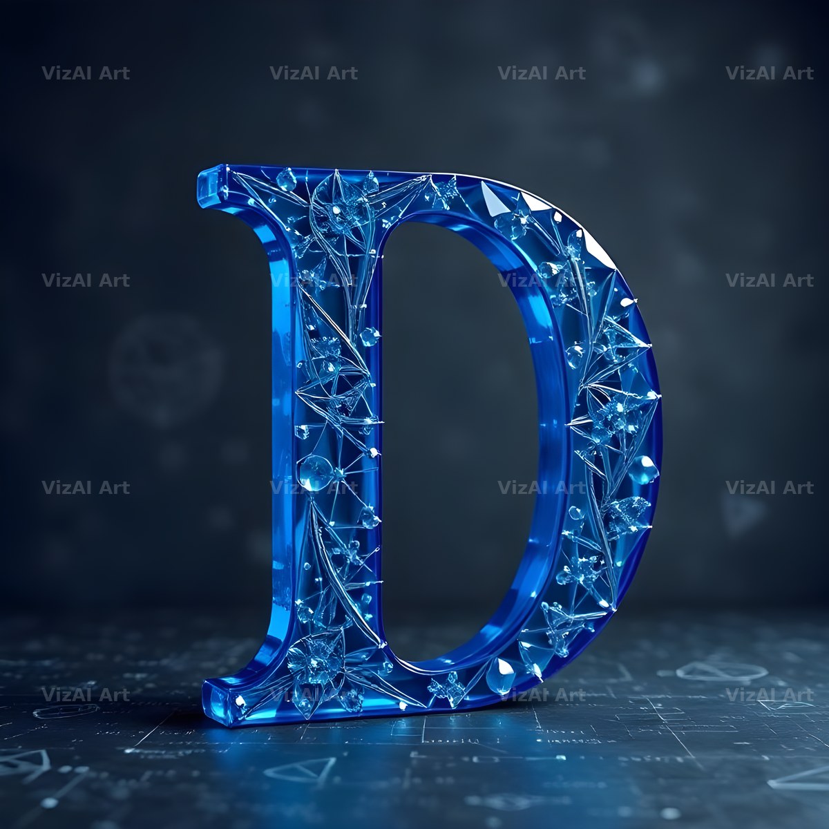 Crystal Fractal Ice alphabet letter D