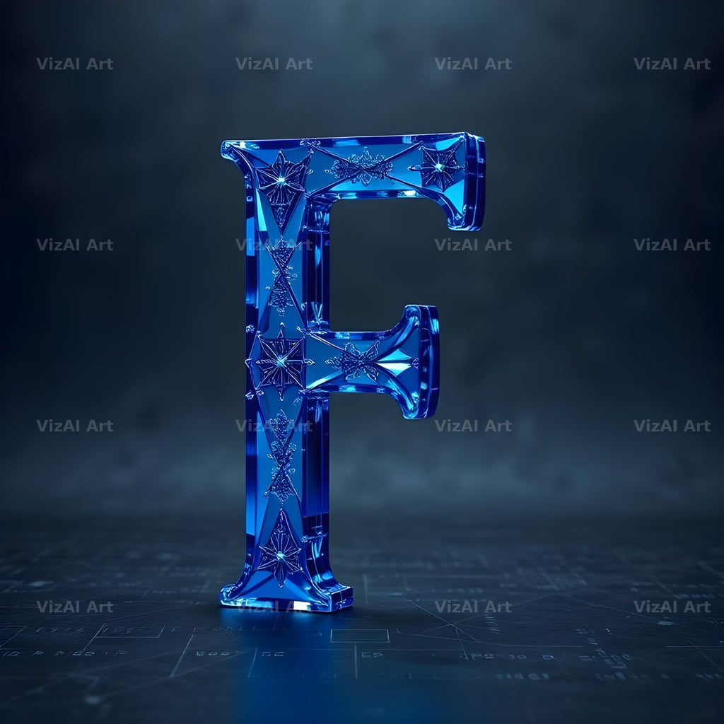 Crystal Fractal Ice alphabet letter F