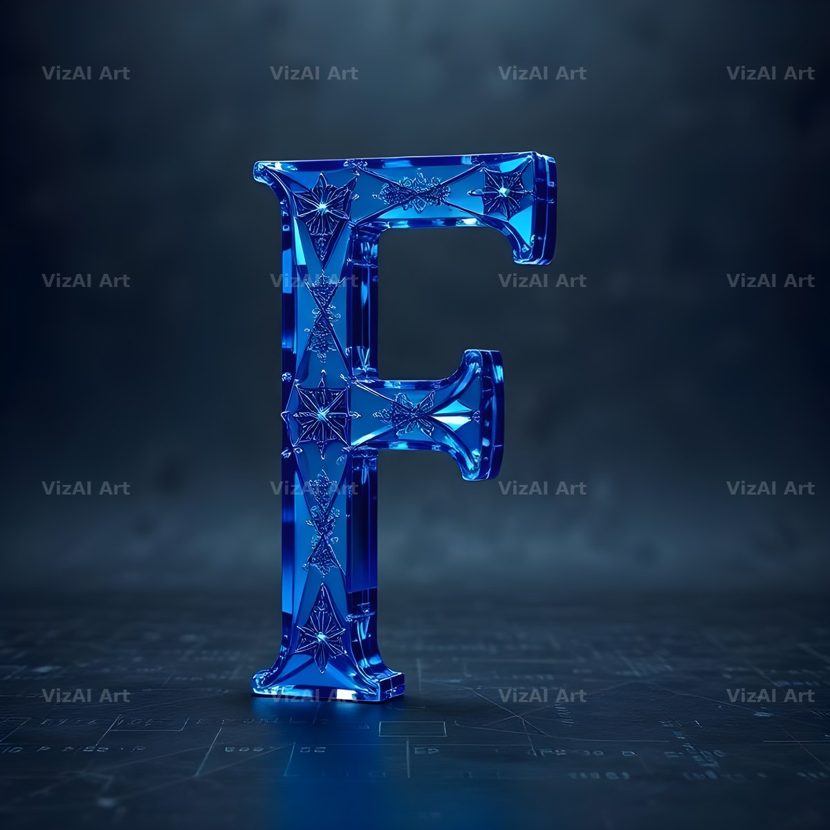 Crystal Fractal Ice alphabet letter F