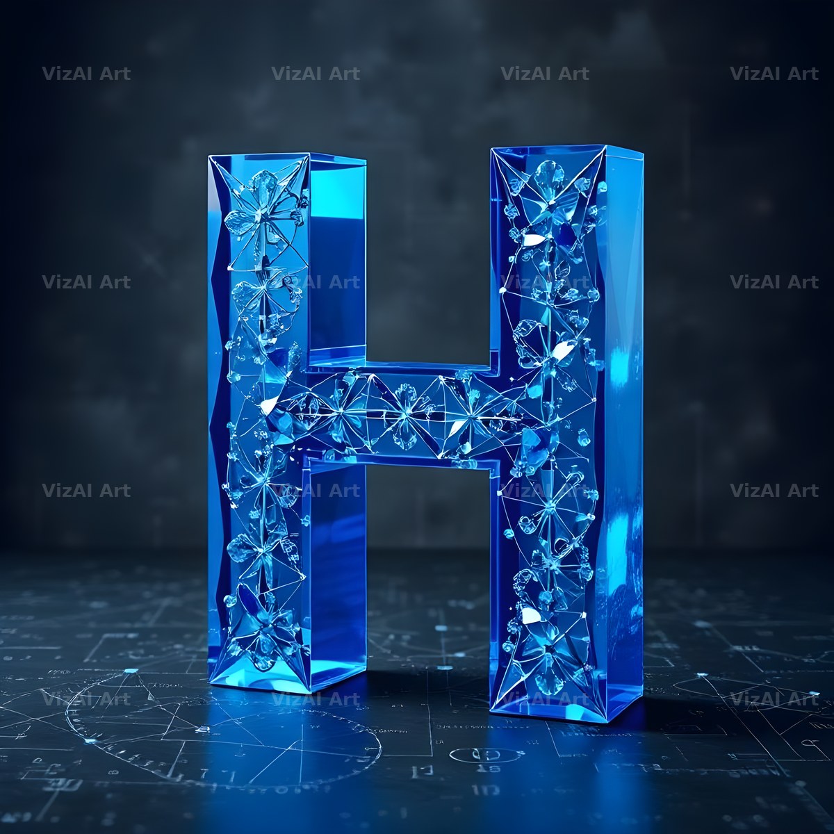 Crystal Fractal Ice alphabet letter H
