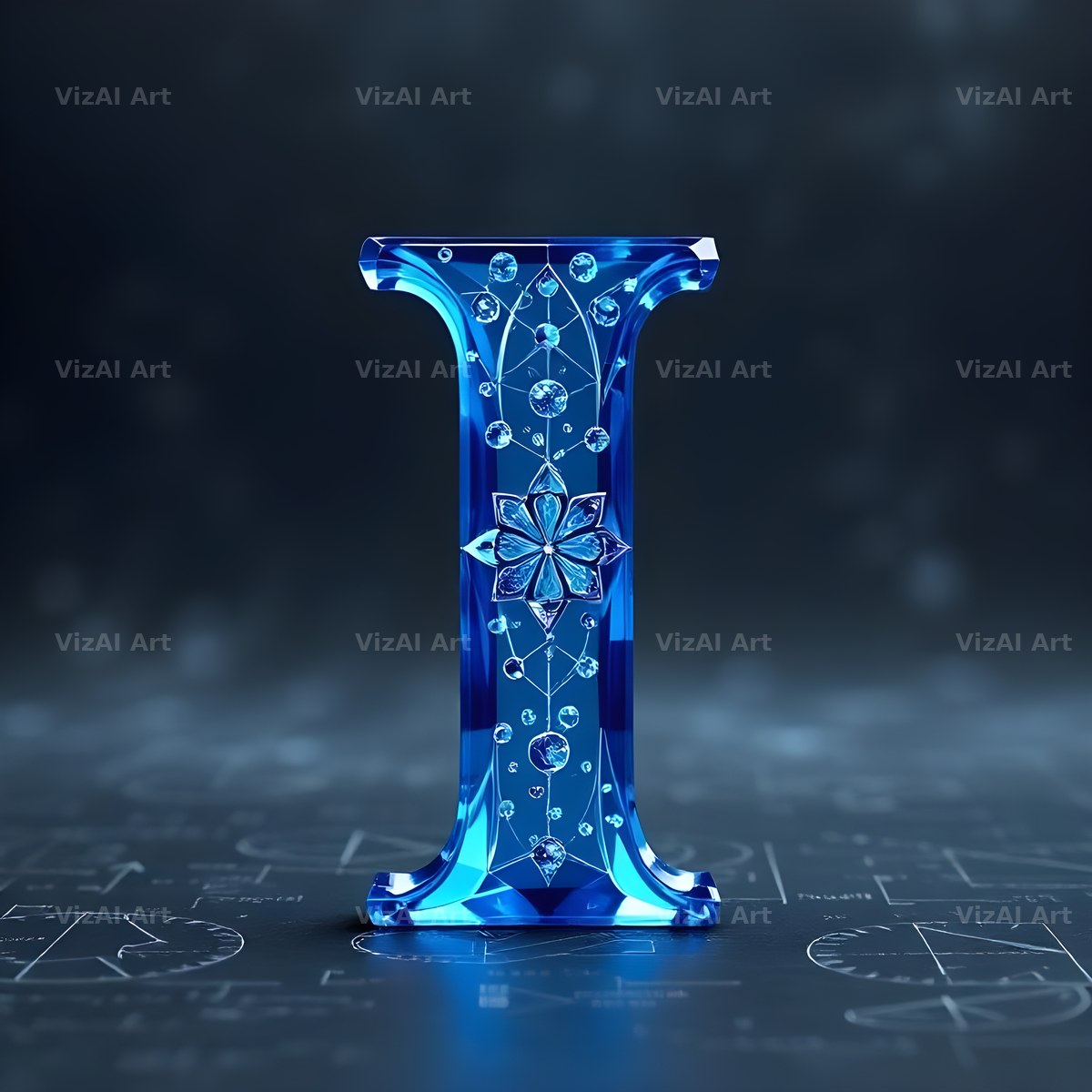 Crystal Fractal Ice alphabet letter I