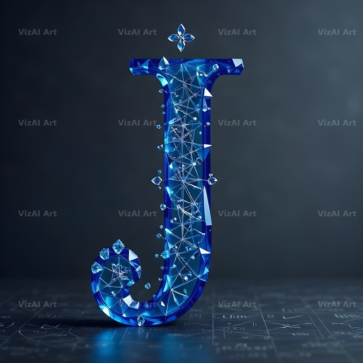 Crystal Fractal Ice alphabet letter J