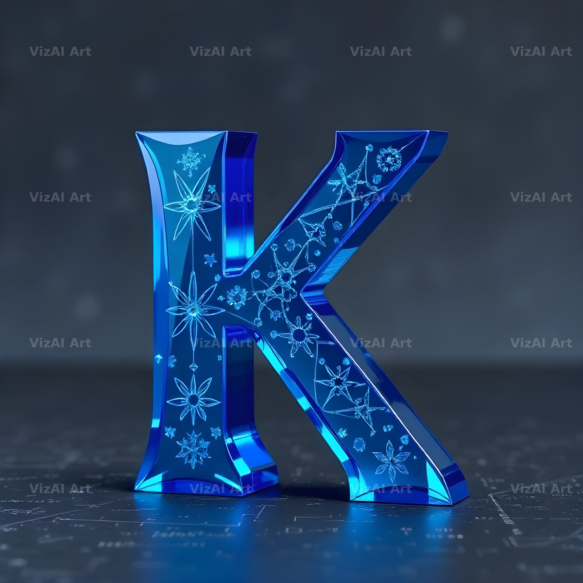 Crystal Fractal Ice alphabet letter K