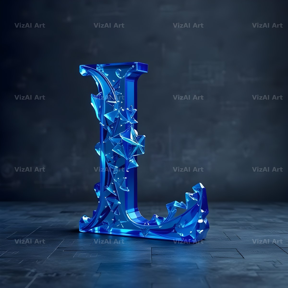Crystal Fractal Ice alphabet letter L