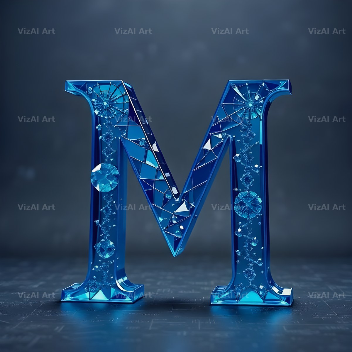 Crystal Fractal Ice alphabet letter M