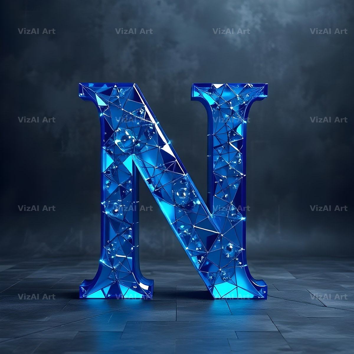 Crystal Fractal Ice alphabet letter N