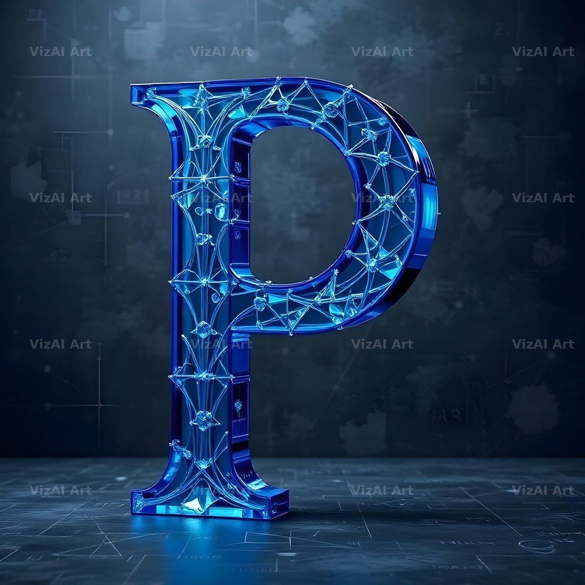 Crystal Fractal Ice alphabet letter P