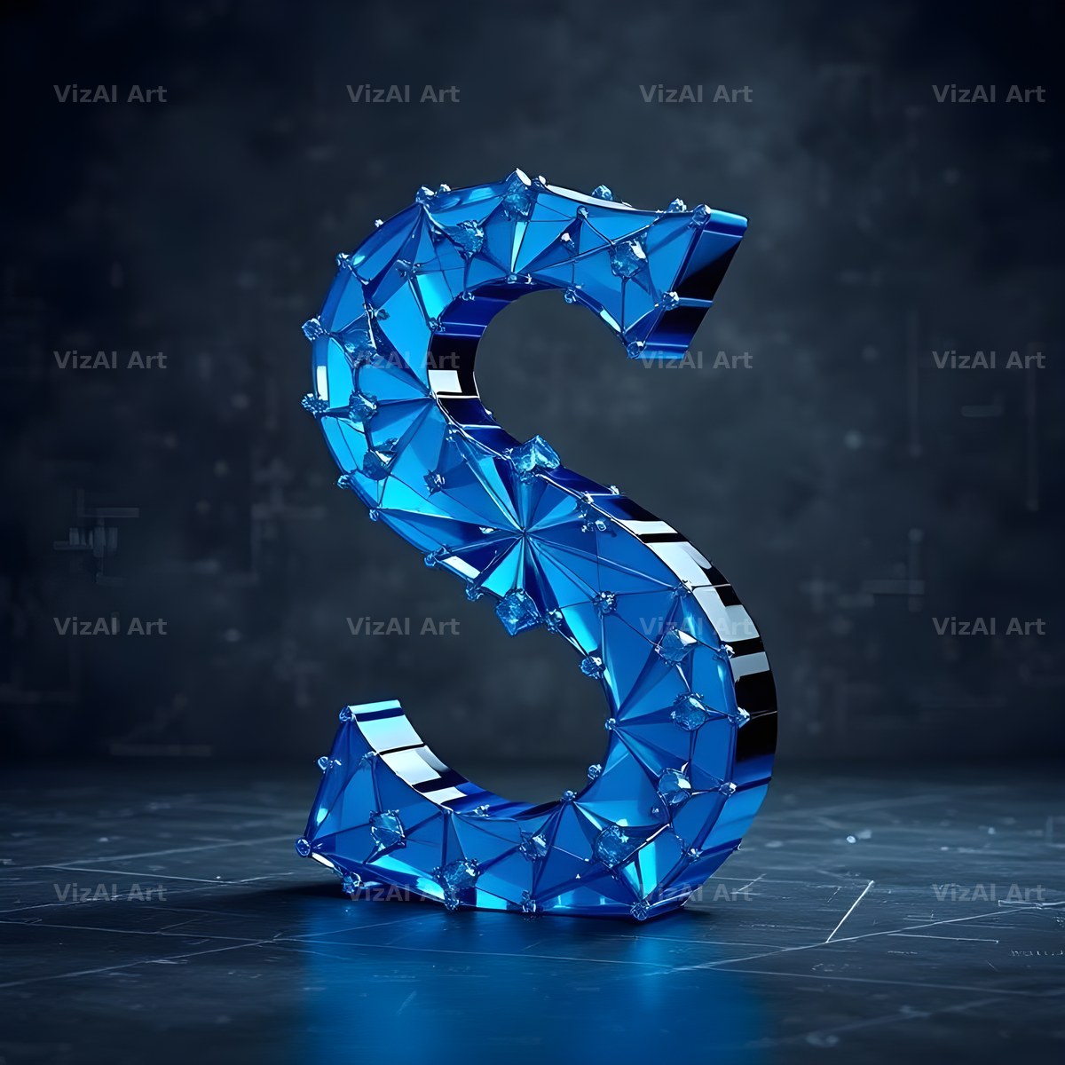 Crystal Fractal Ice alphabet letter S