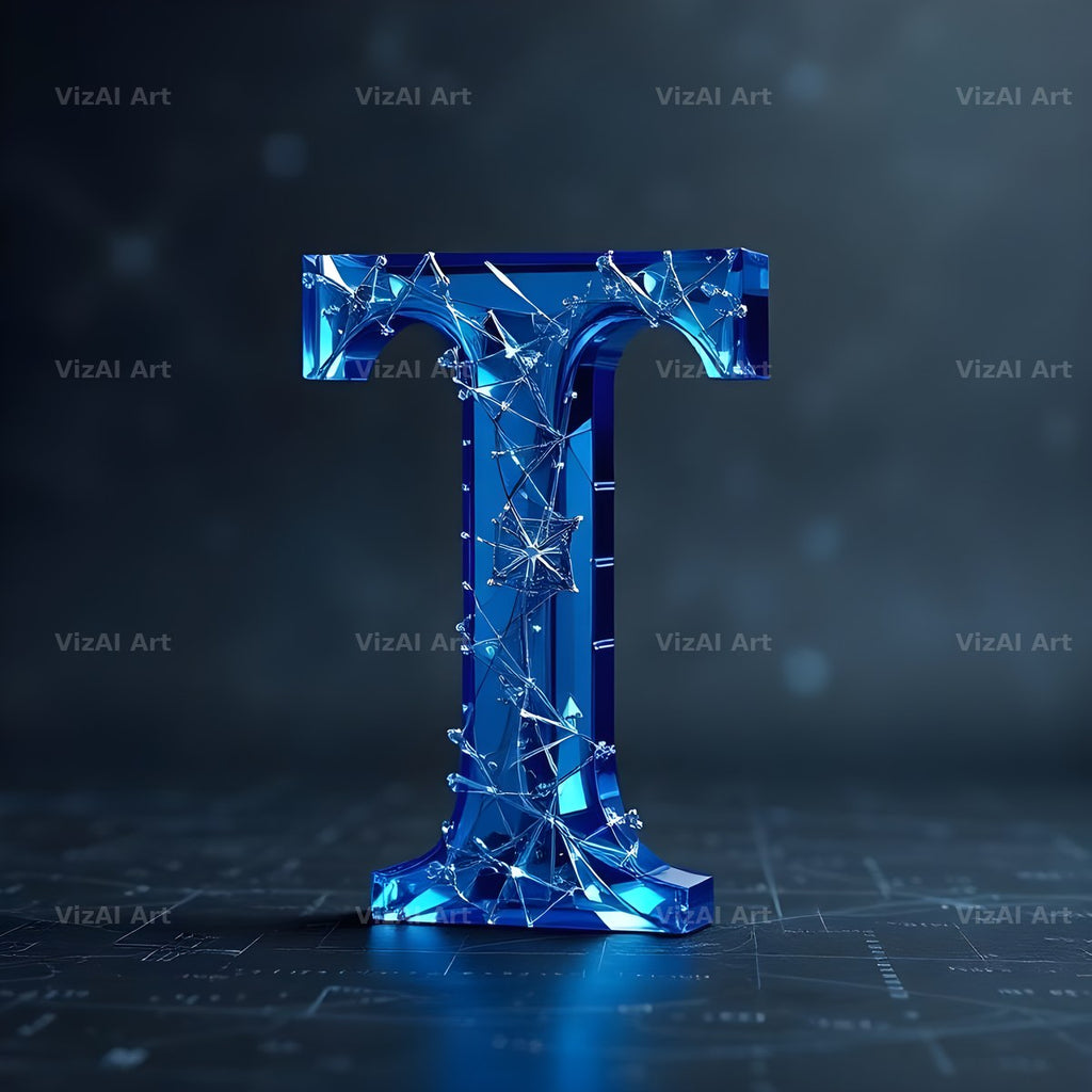Crystal Fractal Ice alphabet letter T