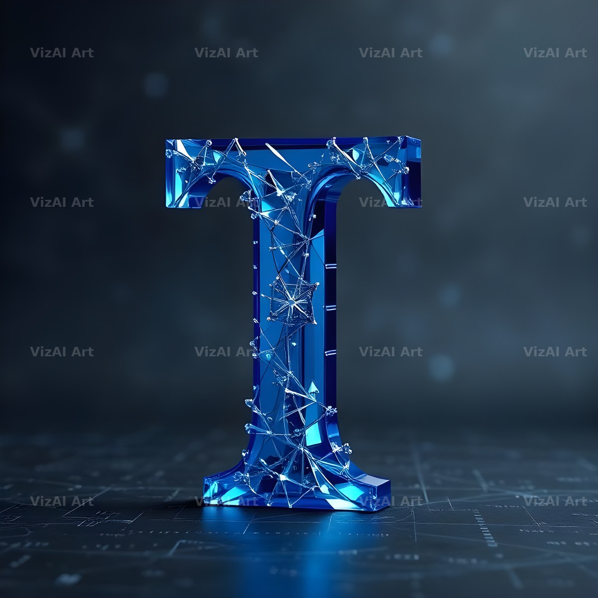Crystal Fractal Ice alphabet letter T