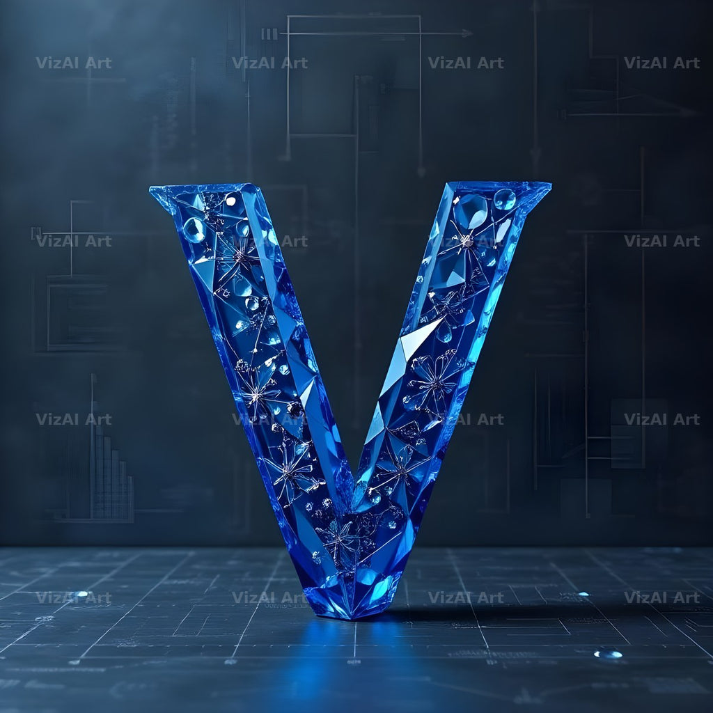 Crystal Fractal Ice alphabet letter V