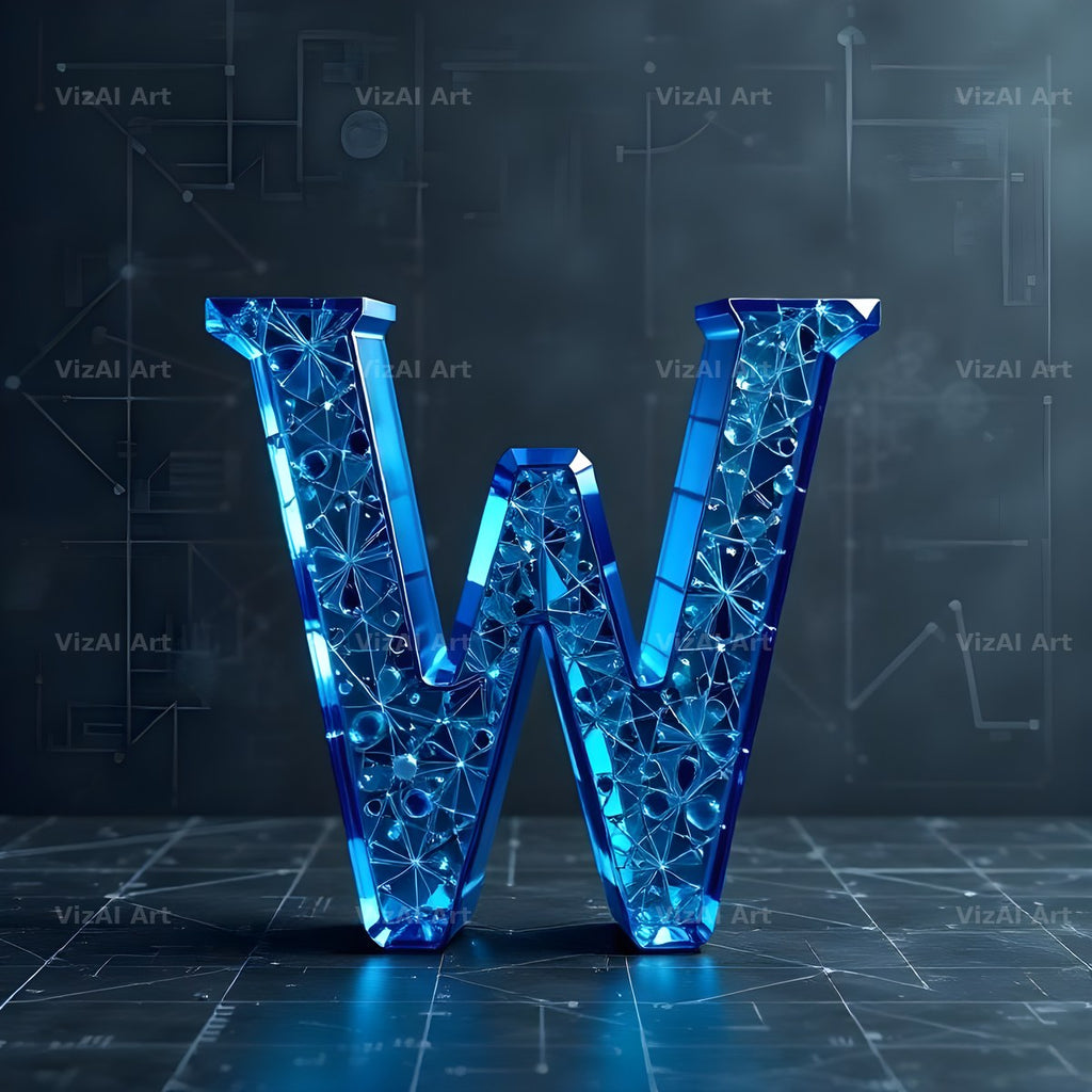 Crystal Fractal Ice alphabet letter W